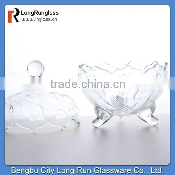 LongRun Personalized Rose Bud Design Tripod Glass Candy Dish photo-3