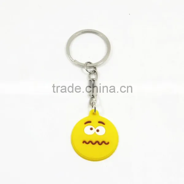 Cheap Custom Cute Cute Face Advertising Key Ring/ Soft PVC Funny Face Promotion Keychain photo-3