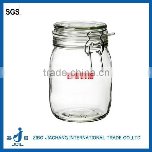 Clear Airtight Empty Glass Jar With Metal Clamp Lid 1L photo-3