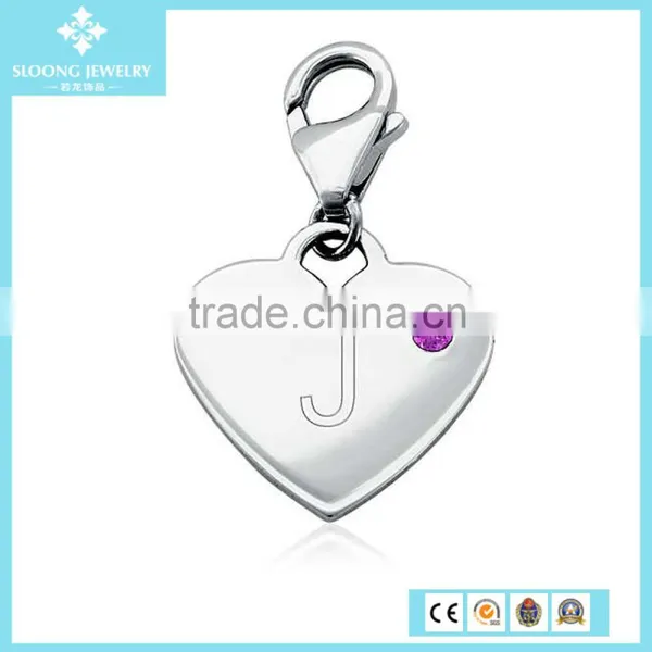 Amethyst Birthstone Heart Charm in Sterling Silver (February) photo-3