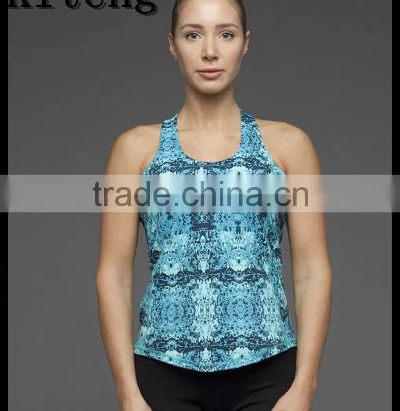 2016 Athletic Abstract Printed With Crisscross Straps Tank With Sport Bra Two in One Office In United States (USA)Small Minimum photo-2