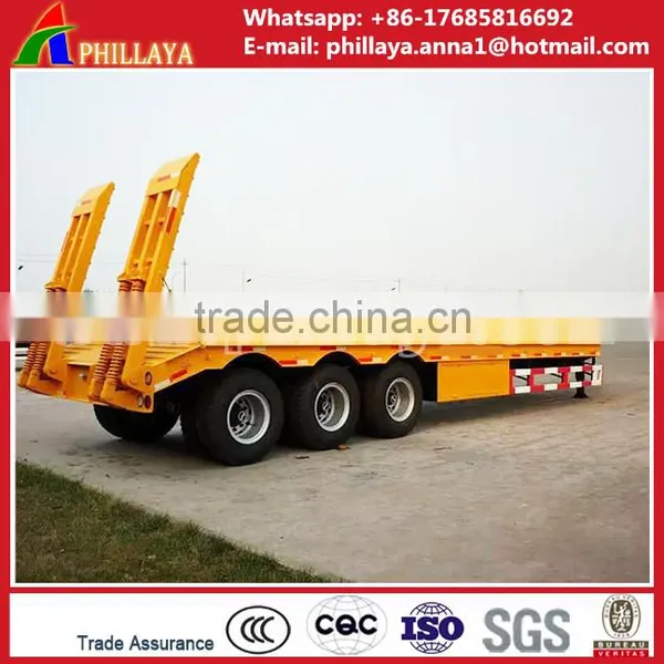 China High Quality 3 Axles 60 Tonnes Lowboy Trailer Dimensions, Drop Deck Trailers , 60t Lowbed Truck Trailer for Africa photo-4