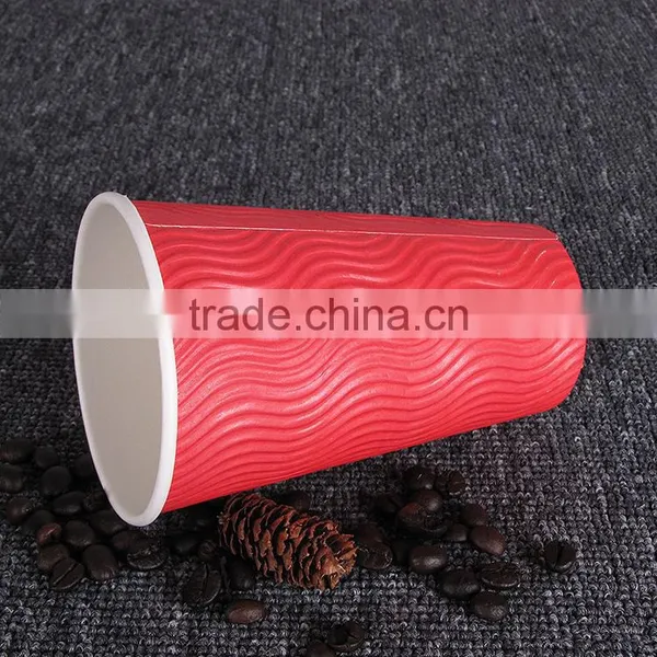 350ml Red Double Single Wall Ripple Disposable Coffee Paper Cup photo-4