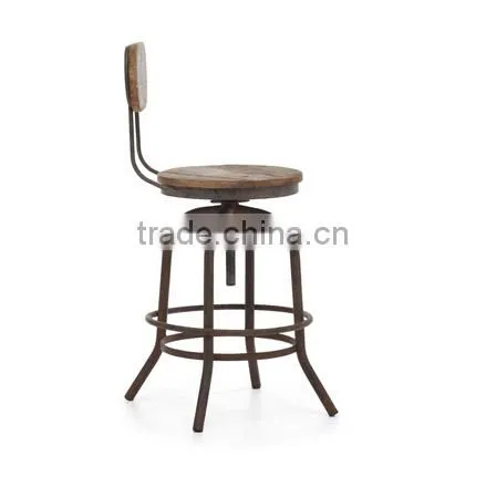 Industrial Rustic Wood Metal Counter Chair photo-2
