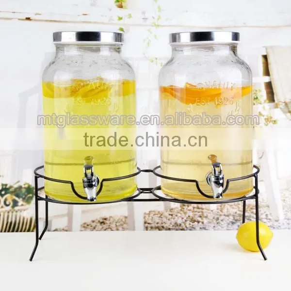Twins Water Jar Ice Water Jar Juice Glass Dispenser With Metal Stand photo-4