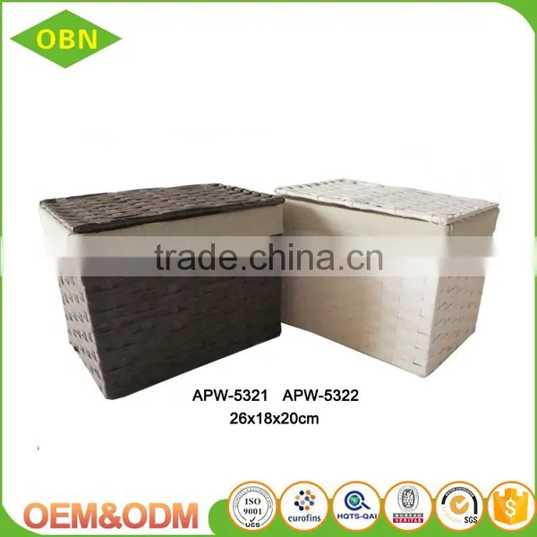 Quality Paper Rope Rectangular Storage Basket With Lid photo-4