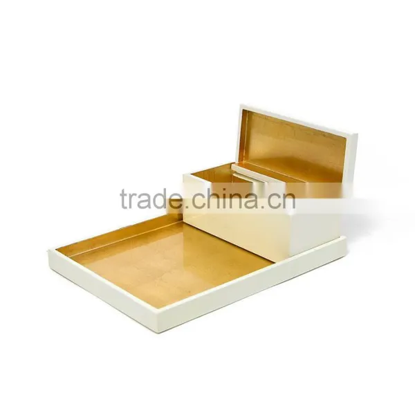 Eco Friendly Golden Lacquered Decorative Tray photo-5
