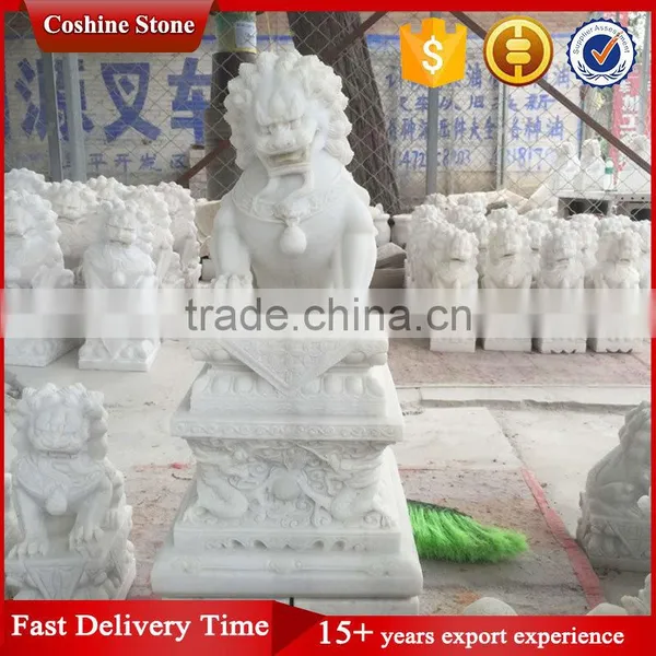 Chinese White Marble Foo Dog Statues photo-5