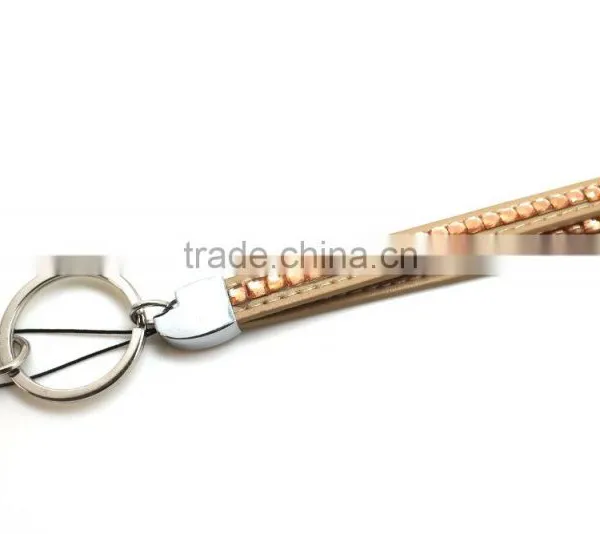 Hot Sale, Promotion Gift PU Leather Lanyard With Rhinestone, Swivel Snap Hooks, Key Ring Accembly, Acrylic Gem Key Chain photo-4