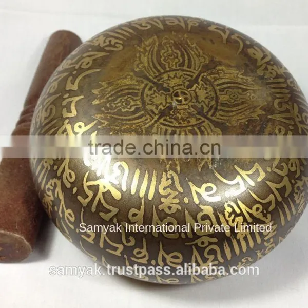High Quality Buddhist 8 Good Luck Symbols Crafted Handmade Tibetan Singing Bowl photo-2