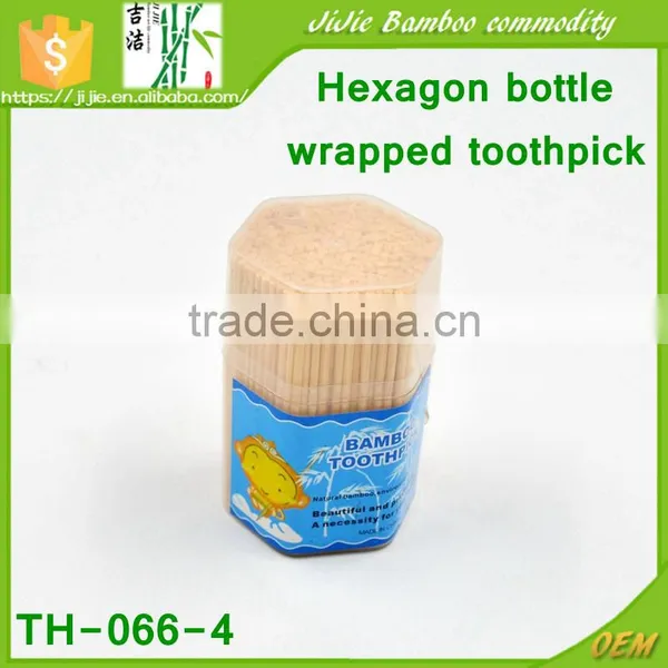 TH-066 Portable Hexagon Bottle Wrappped Disposable Toothpick in Bulk