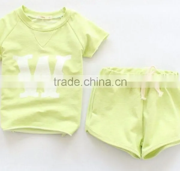 Wholesale Childrens Clothing Set W Alphabet Bamboo Cotton Short T-shirt With Hot Shorts 2pcs Suits for Girl photo-3