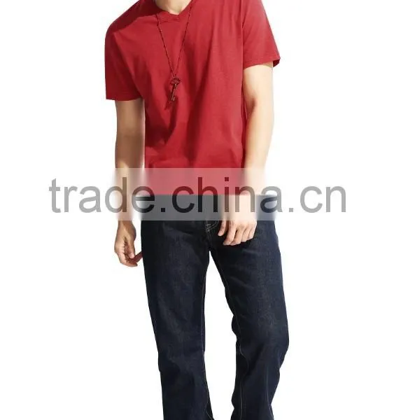 Men's V-neck T-shirt , Custom 100% Cotton V-neck T-shirt Wholesale photo-2