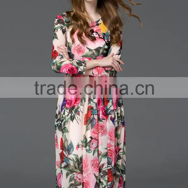 High Quality Hot Selling Women's Printing Elegant Long Dress photo-2