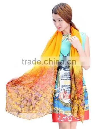 Fashion Women Chiffon Scarf Floral Print Drive Travel Shawl Beach Style Slik Wrap Pashmina photo-3