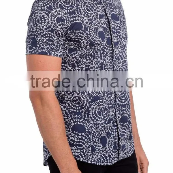 Ahead of Fashion Abstract-printing Men's Button up Collar Shirt Design With Labels photo-3