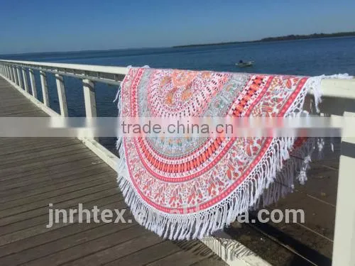 Custom Cotton Printing Round Beach Towels With Tassels photo-5