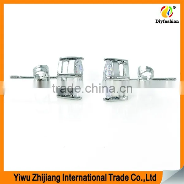 2017 New Fashion Inlay Zircon Platinum Plating Set Auger Square Earrings photo-5