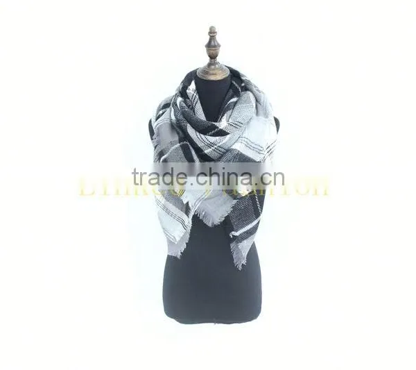 Tartan Blanket Scarf Wrap Shawl Houndstooth Wool Scarf Unisex Blanket