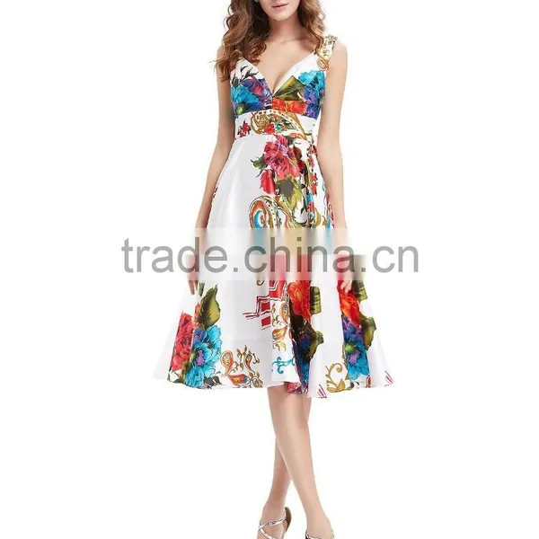 Wholesale Lady Fashion Sleeveless Floral Printed Halter Dresses Womens Backless Designs Satin Midi Dress photo-5