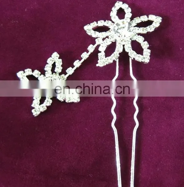 Leaf Flower Hair Piece Jewelry Wholesale Rhinestone u Shape Hair Pin