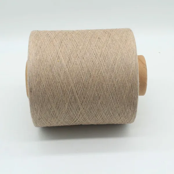 Weaving Yarn Supplies Ne12s/1 of Recycled 60/40 Polyester-cotton Light Brown Colored Yarn photo-4