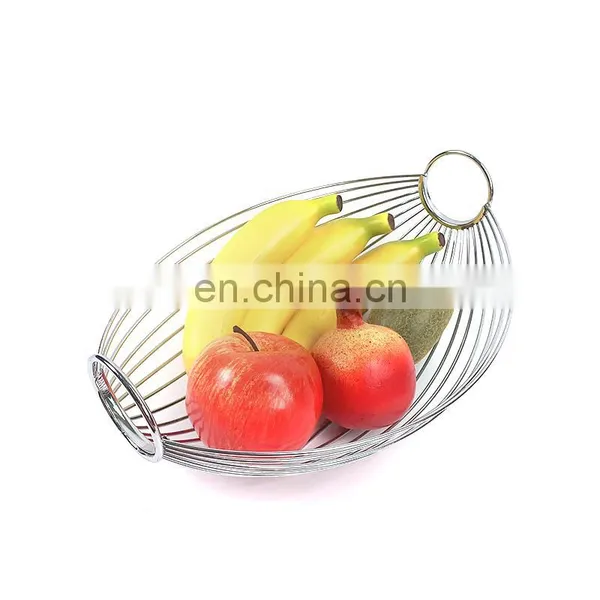 Countertop Metal Steel Wire Vegetables Fruit Bowl Banana Holder Kitchen Rack Storage Fruit Basket Metal photo-2