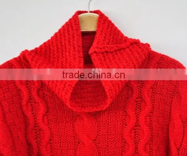 Winter Turtleneck Cashmere Blended Sweater Tassel Red Sweater Hot Selling photo-3