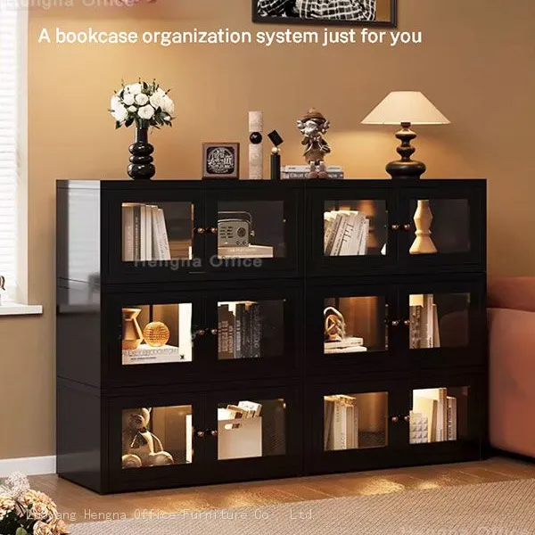 Custom OEM ODM Modern Glass Front Cabinet Furniture Wholesaler Colorful Storage Shelving for Model Room photo-4