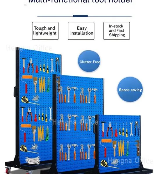 Industrial Grade Double Sided Pegboard Tool Rack | Freestanding Heavy Duty Storage Stand For Manufacturing Factory photo-4