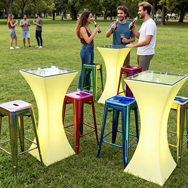 Outdoor Restaurant Garden Patio Event Party Lounge Cube Seats Plastic Furniture Led Bar Chairs and Tables Stools Set photo-2