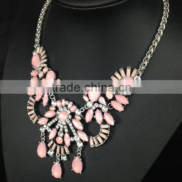 2016 New Arrival Elegant Sweet Candy Pink Necklace Fashion Women Luxury Resin Necklace photo-2
