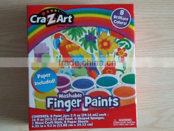 8 Colors Washable Finger Paint With Sponge Kit
