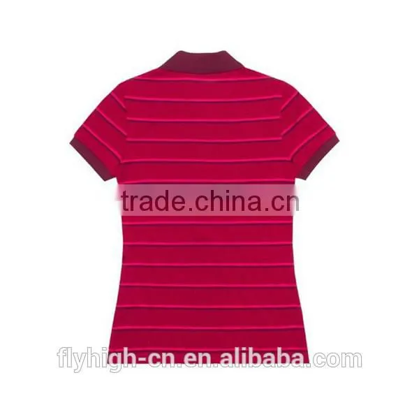 Striped Design Women Polo Neck Embroidered t Shirts photo-6