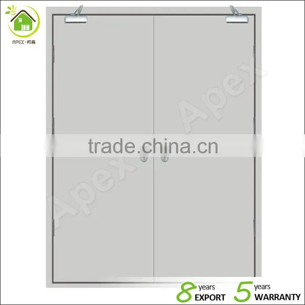 HOLTE UL FIRE DOOR Galvanized Steel Powder Coated Gray Beige Wood Color With Panic Bar photo-3