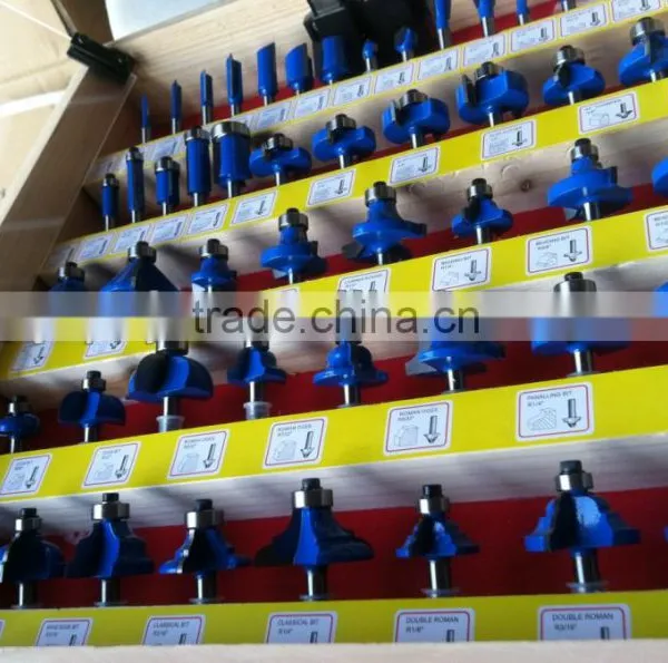 TC-050A 50PCS TCT Router Bit Set Blue Colour Quarter Inch Shank In Wooden Display Box photo-2
