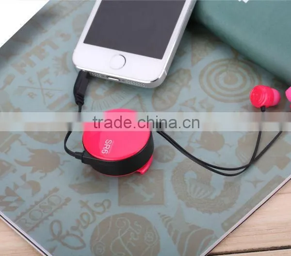 Top Quality 3.5mm Stereo In-ear Design Colorful Patent SR6 Retractable Earphone Earbuds for MP3 Android Samsung HTC LG IOS photo-2