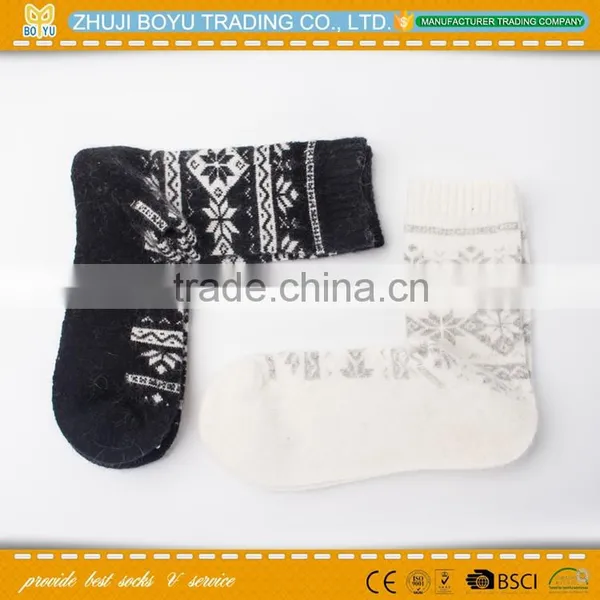 BY-161203 Hot OEM Lady Handmade High Quality Angora Wool Thick Socks photo-2