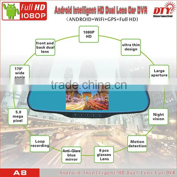 DTY Android Car Wireless Rearview Mirror With Reversing Camera, Rear View Mirror Camera Car Dvr , A8 photo-4