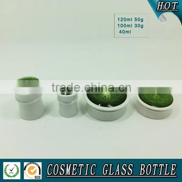 Luxury Cosmetics Packaging Green Colored Cosmetic Glass Bottle and Face Cream Jar photo-6