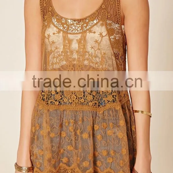 Summer Return To The Ancients Style Embroidered Mesh Tunic Dress For Women photo-6