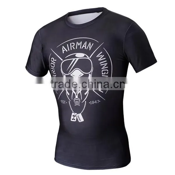 2016 Digital Printing Compression Running Shirt Breathable Quick Dry Polyester Spandex 3d t Shirt photo-2