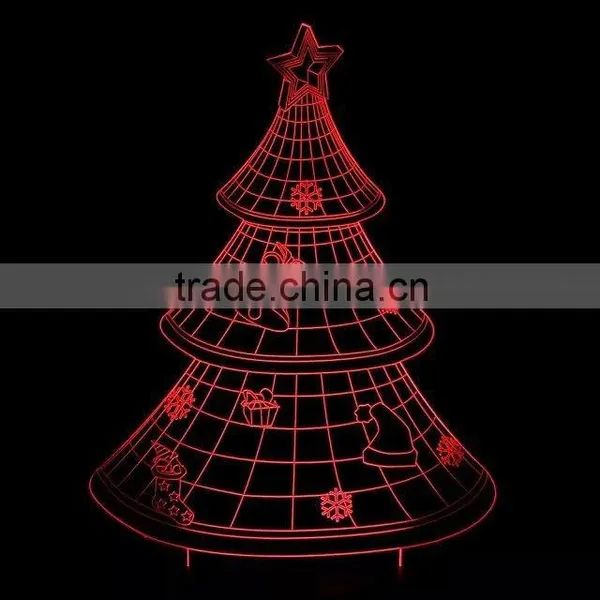 3D Optical Illusion Christman Tree Night Lamp Night Light 10 Colorful LEDs Ultra-thin Acrylic Light Panel AA Battery or DC 5V photo-5