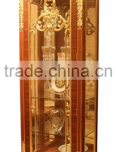 Hand Carving Wooden Display Cabinet,Luxury Decorative 4-Door Wine Cabinet, Antique Gold Painting Storage Cabinet For Living Room photo-3