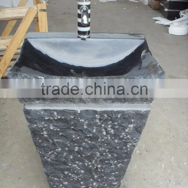 Nero Marquina Marble Pedestal Sink Free Standing Sink photo-3