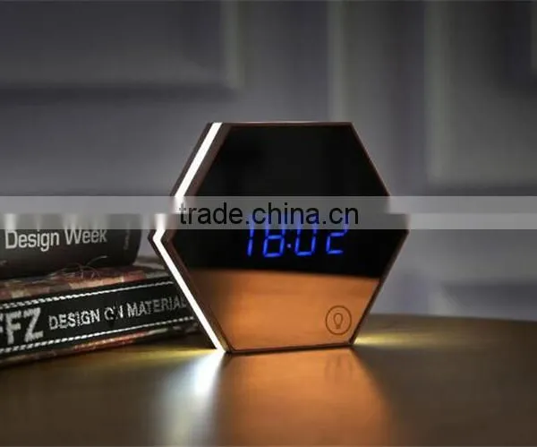 Mirror Alarm Clock Multi Function Image Digital Alarm Clock Thermometer Alarm Clock LED Mirror Nightlight Clock photo-6