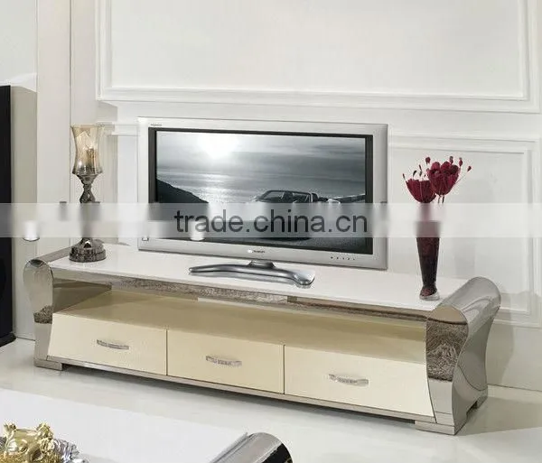 Fashion and Modern Design for Home Furniture Design Stainless Steel+marble Top+MDF Covered With Crocodile LeatherTV Stand E362