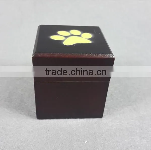 Mini Size Paw Print Wood Pet Cremation Urns for Funeral photo-3