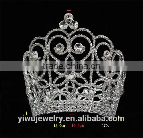 Fashion Crystal Silver Plated Full Round Princess Crown for Girls photo-3