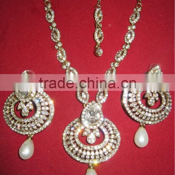 Cz Pearl Necklace EARRING Set